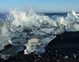 Icebergs on beach