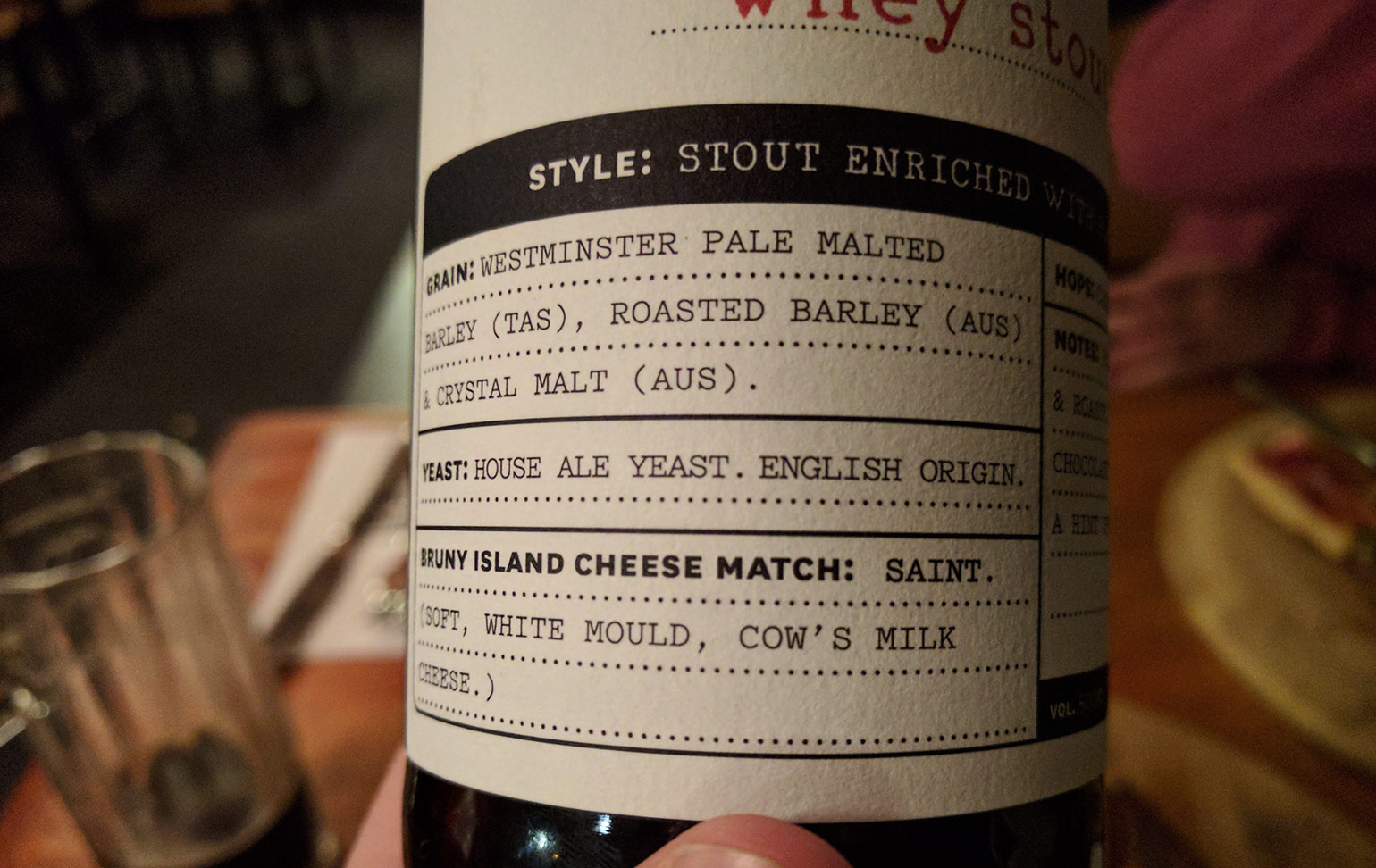 Whey Stout at Hotel Bruny
