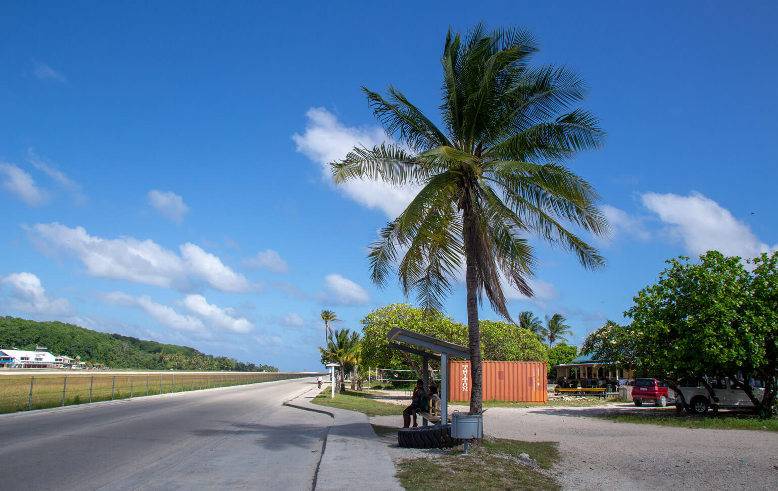 Bus stop and street, Nauru