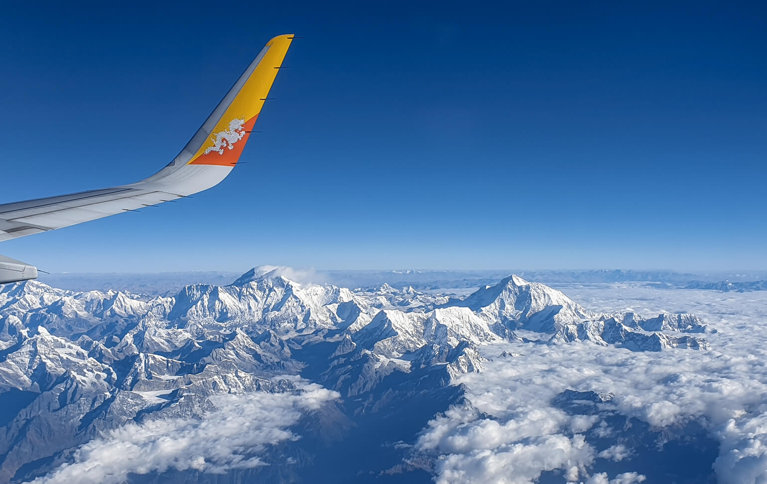 The Himalayas including Mount Everest.