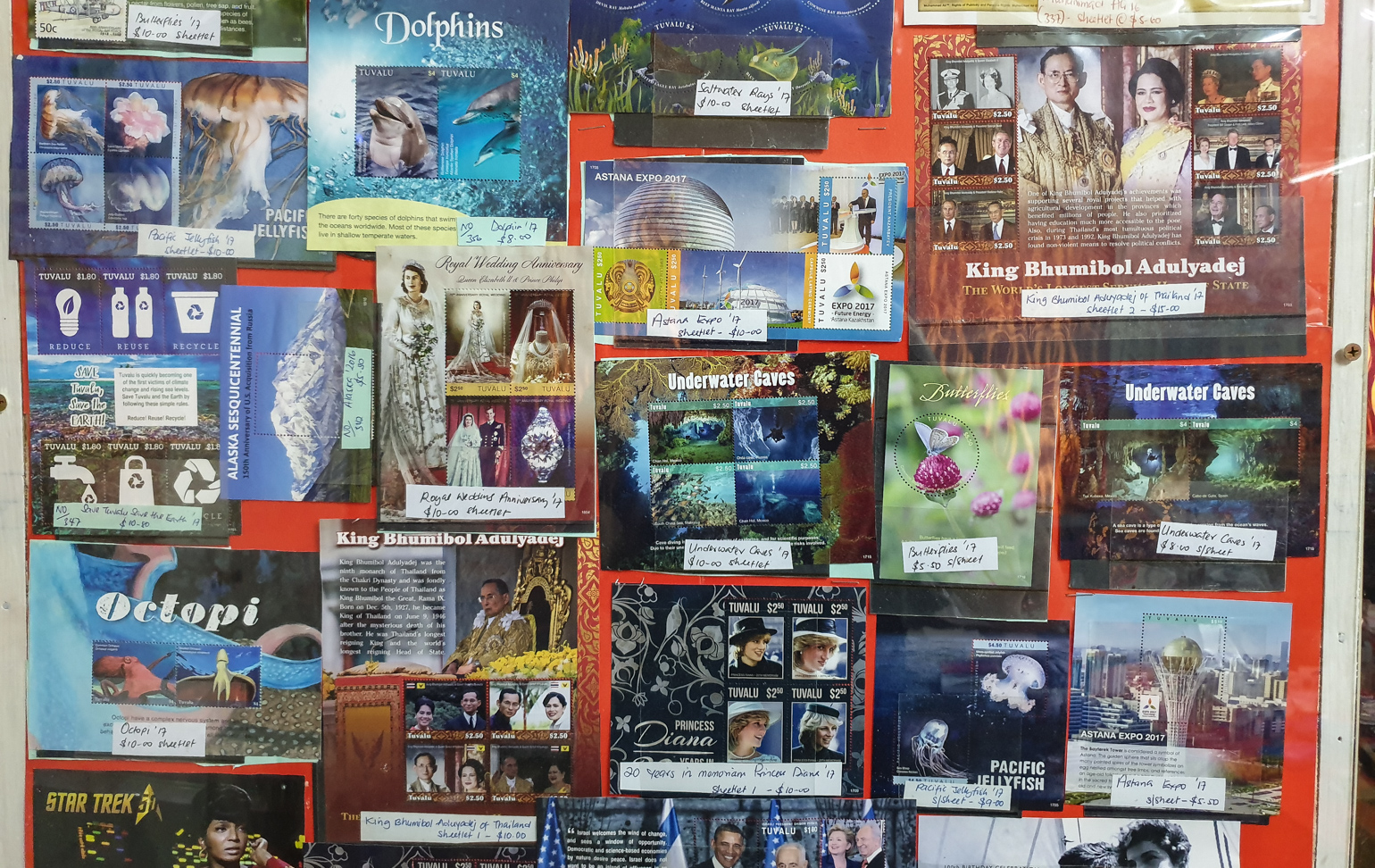 Stamps at post office in Funafuti